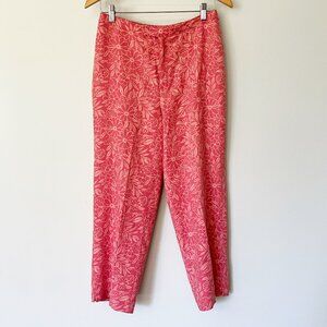 VTG Tommy Bahama Pants Size 6 100% Silk Straight Leg Resort Floral Cropped Pink